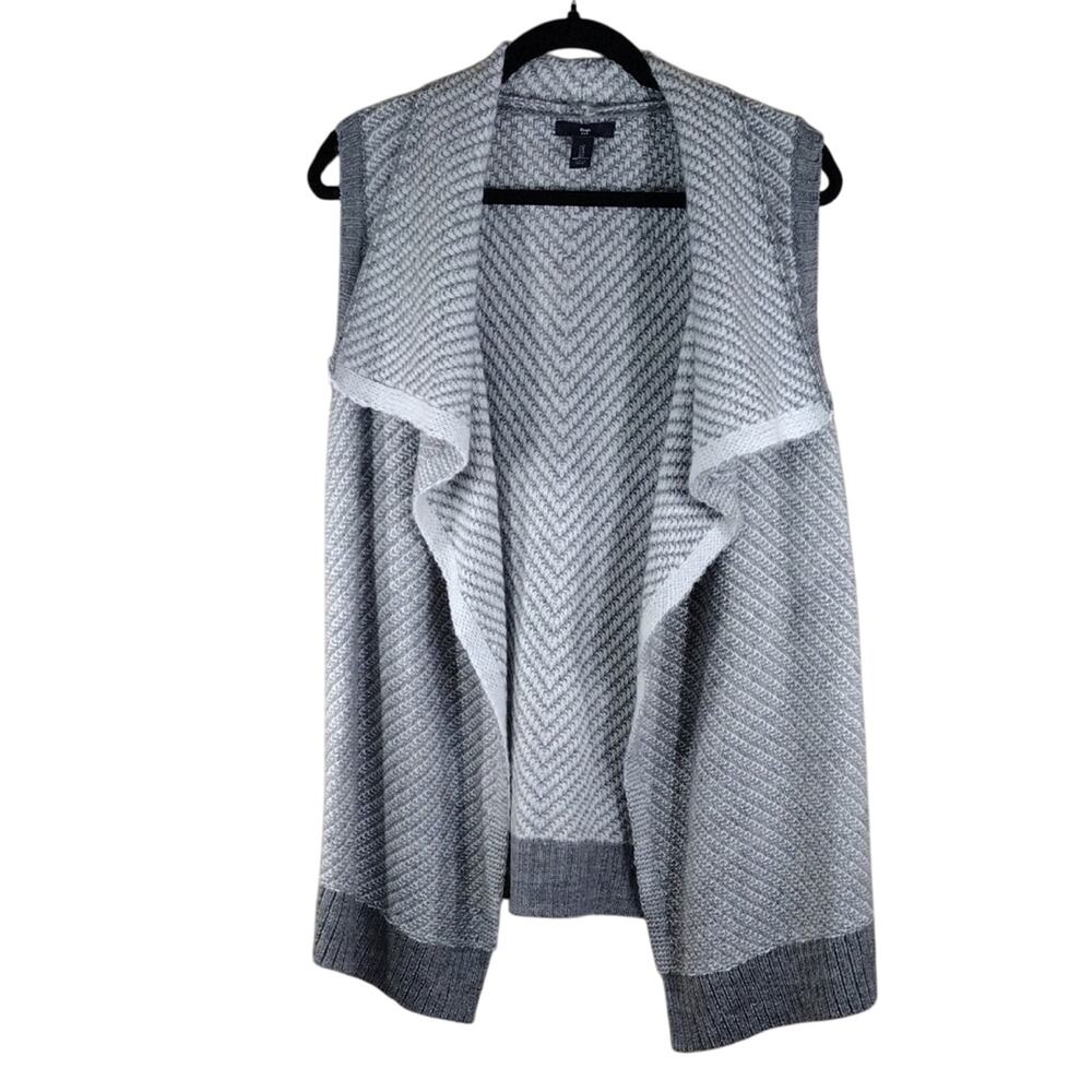 Gap Vest Women’s Small White Gray Wool Sleeveless Long Sweater Shawl Cozy